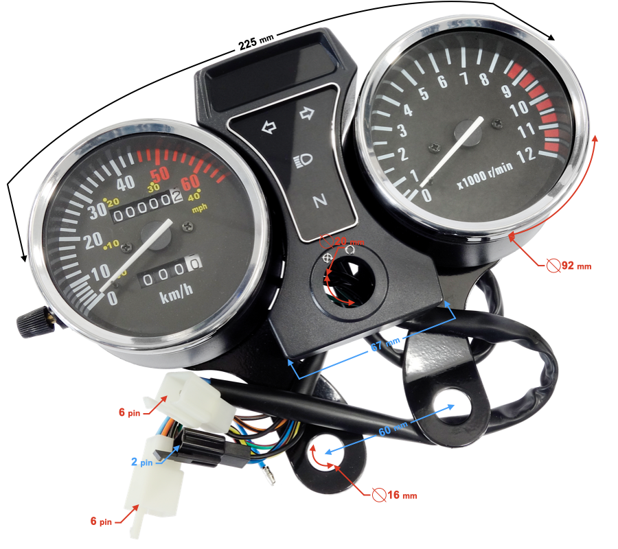 Přístrojová deska motocyklu Jawa Betka - rozšířená