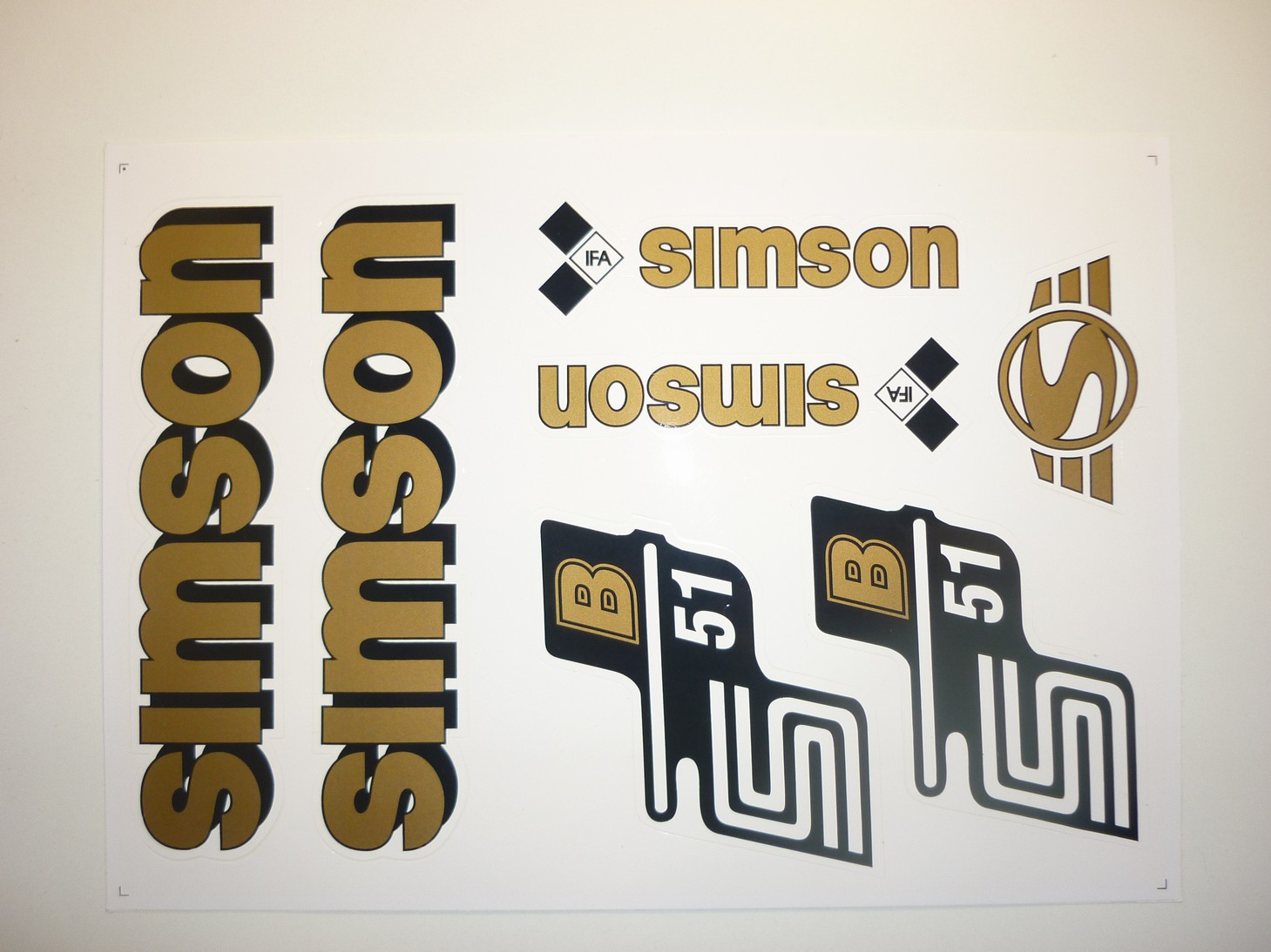 Sada samolepek Simon S51 B - zlaté