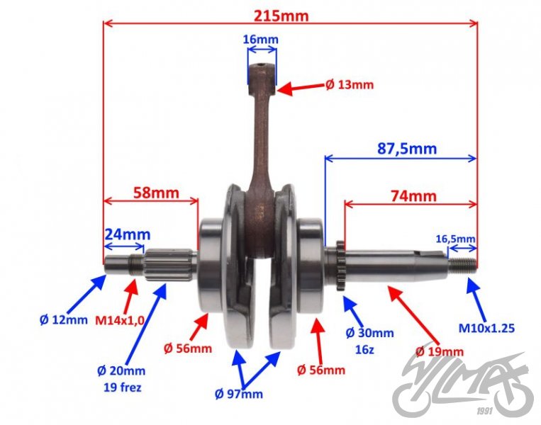 Kliková hřídel motoru YX160