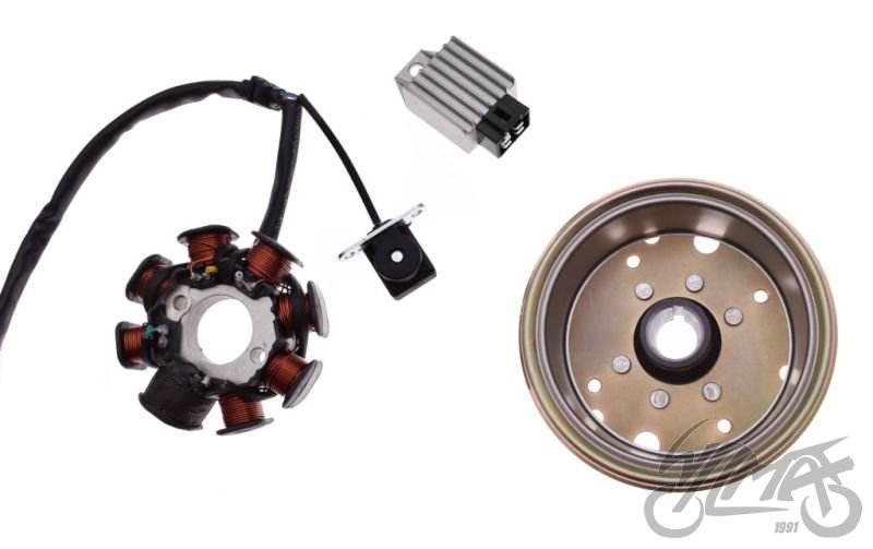 Stator s rotorem čínské 4T skútry GY6 - 50cm3