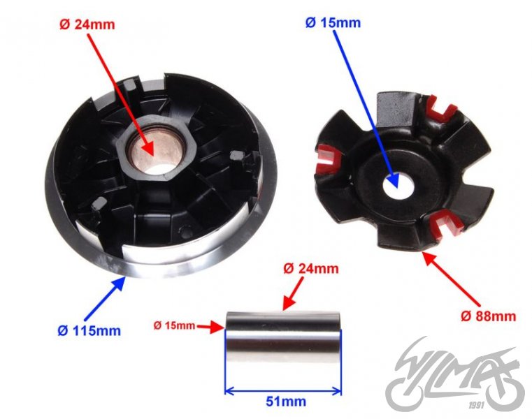 Variátor čína 4T GY6 125 - TUNING