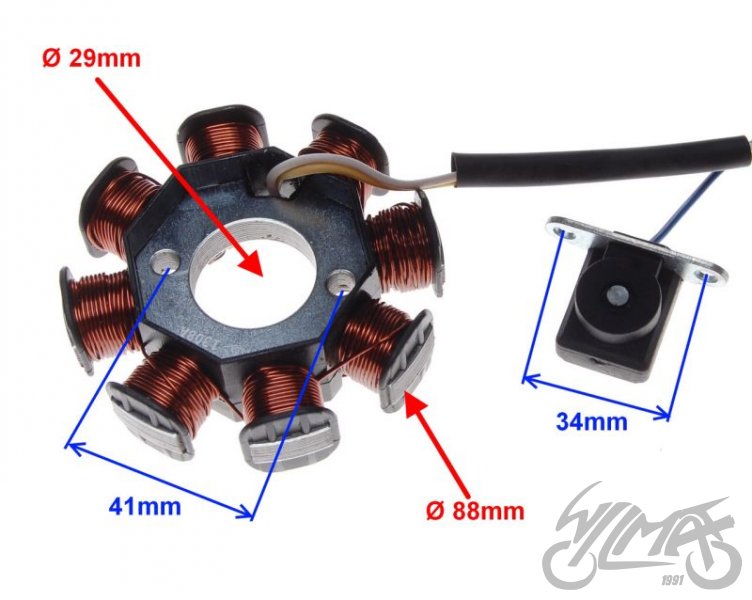 Stator zapalování osmicívkový čínské motory 4T