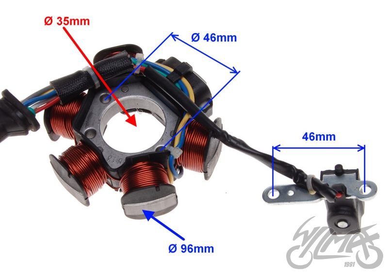 Stator zapalování Piaggio 50 - 6V 60W