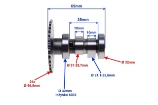 Vačková hřídel GY6 80cm3